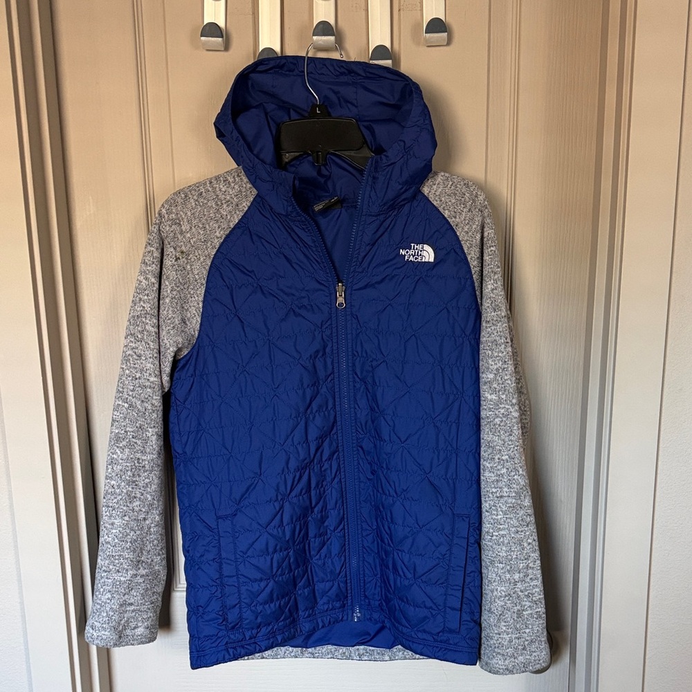The North Face Royal Blue and Heather Gray Hooded Jacket